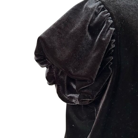 Vintage 90’s Necessary Objects Black Velvet Bubble Sleeve Top L - Picture 7 of 8